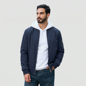 TACVASEN Navy Blue Men's Lightweight Multi Pocket Jacket - Bomber Windbreaker for Work