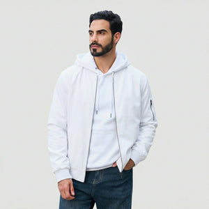 TACVASEN White Men's Lightweight Multi Pocket Jacket - Bomber Windbreaker for Work