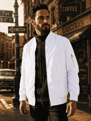 TACVASEN White Men's Lightweight Multi Pocket Jacket - Bomber Windbreaker for Work