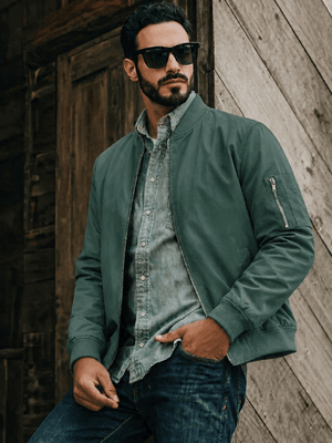 TACVASEN Army Green Men's Lightweight Multi Pocket Jacket - Bomber Windbreaker for Work