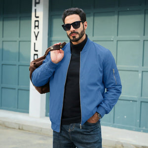 TACVASEN Royal Blue Men's Lightweight Multi Pocket Jacket - Bomber Windbreaker for Work