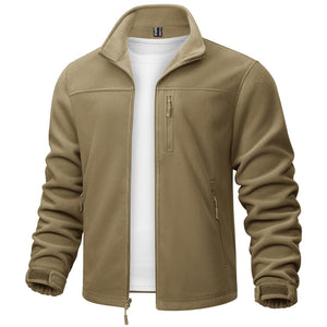TACVASEN Khaki Lightweight Polar Fleece Jacket for Hiking