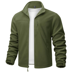 TACVASEN Army Green Lightweight Polar Fleece Jacket for Hiking