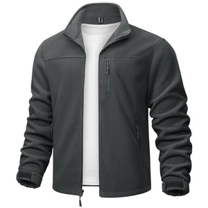 TACVASEN Dark Grey Lightweight Polar Fleece Jacket for Hiking