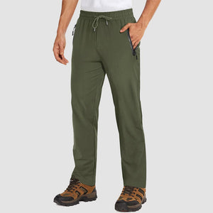 TACVASEN Army Green Men's Lightweight Quick Dry Hiking SweatPants with Zipper Pockets