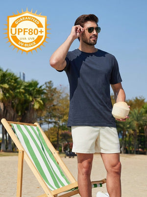TACVASEN Navy Men's Lightweight UPF 80+ Casual Crew Neck Tees