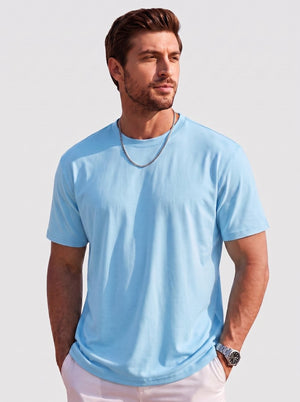 TACVASEN Sky Blue Men's Lightweight UPF 80+ Casual Crew Neck Tees