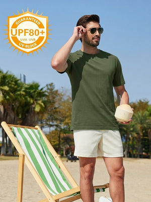 TACVASEN Army Green Men's Lightweight UPF 80+ Casual Crew Neck Tees