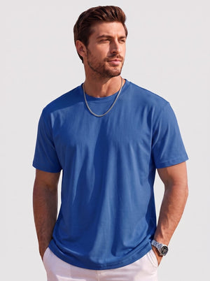 TACVASEN Royal Blue Men's Lightweight UPF 80+ Casual Crew Neck Tees