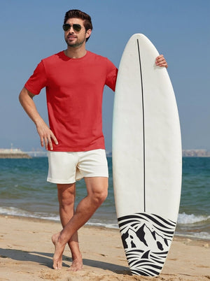 TACVASEN Red Men's Lightweight UPF 80+ Casual Crew Neck Tees