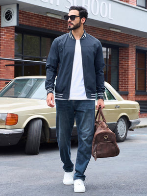 TACVASEN Navy Men's Lightweight Water Resistant Bomber Jacket