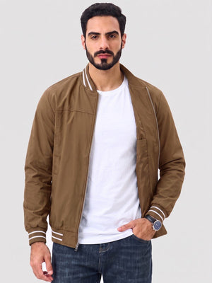 TACVASEN Brown Men's Lightweight Water Resistant Bomber Jacket