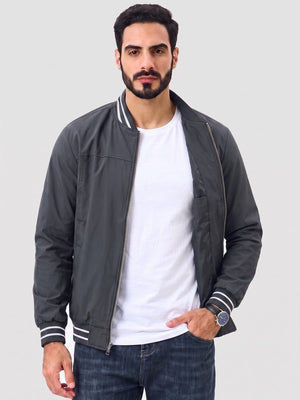 TACVASEN Charcoal Grey Men's Lightweight Water Resistant Bomber Jacket