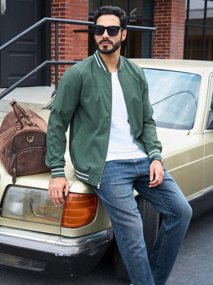 TACVASEN Army Green Men's Lightweight Water Resistant Bomber Jacket