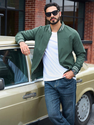 TACVASEN Army Green Men's Lightweight Water Resistant Bomber Jacket