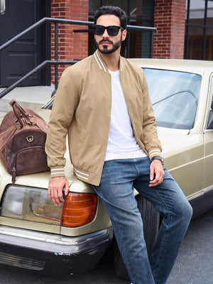 TACVASEN Khaki Men's Lightweight Water Resistant Bomber Jacket