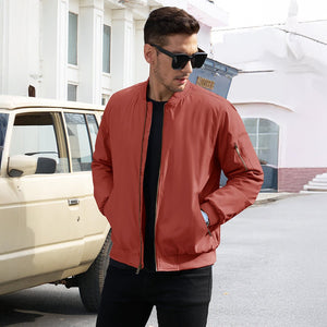 TACVASEN Khaki Vintage Bomber Jacket Padded Lined Coat