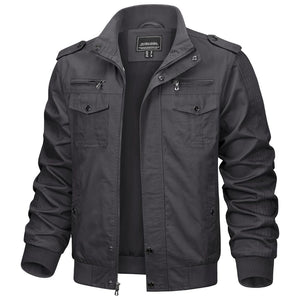 TACVASEN Dark Grey Men's Military Cargo Jacket Lightweight Tactical Windbreaker