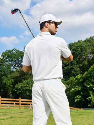 TACVASEN White Men's Moisture Wicking Golf Quick Dry Polo Shirts