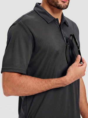 TACVASEN Black Men's Moisture Wicking Golf Quick Dry Polo Shirts