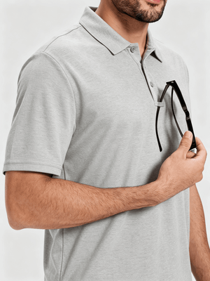 TACVASEN Light Grey Men's Moisture Wicking Golf Quick Dry Polo Shirts
