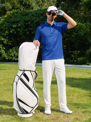 TACVASEN Bright Blue Men's Moisture Wicking Golf Quick Dry Polo Shirts