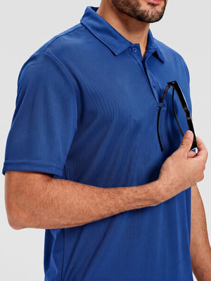TACVASEN Bright Blue Men's Moisture Wicking Golf Quick Dry Polo Shirts