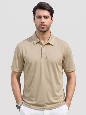 TACVASEN Khaki Men's Moisture Wicking Golf Quick Dry Polo Shirts
