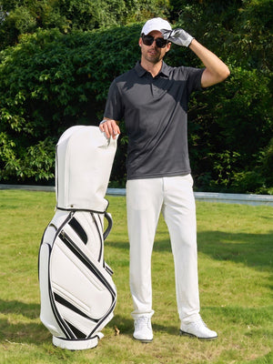 TACVASEN Black Men's Moisture Wicking Golf Quick Dry Polo Shirts