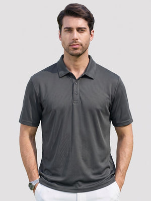 TACVASEN Dark Grey Men's Moisture Wicking Golf Quick Dry Polo Shirts
