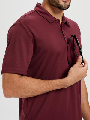 TACVASEN Wine Red Men's Moisture Wicking Golf Quick Dry Polo Shirts