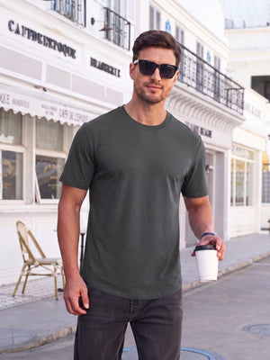 TACVASEN Dark Grey Men's Moisture Wicking UPF 80+ Summer Casual Tees