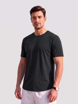 TACVASEN Black Men's Moisture Wicking UPF 80+ Summer Casual Tees