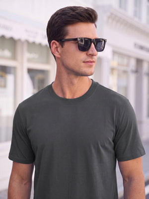 TACVASEN Dark Grey Men's Moisture Wicking UPF 80+ Summer Casual Tees