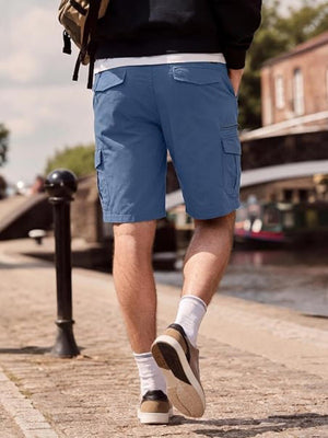 TACVASEN Blue Grey Mens Outdoor Hiking Cotton Cargo Shorts