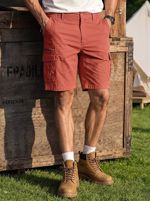 TACVASEN Magenta Mens Outdoor Hiking Cotton Cargo Shorts