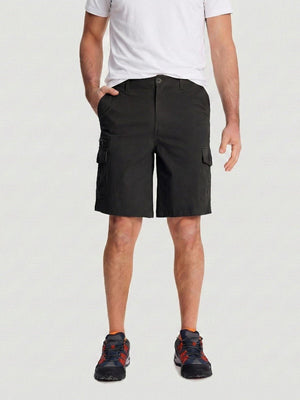 TACVASEN Black Mens Outdoor Hiking Cotton Cargo Shorts