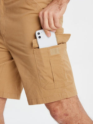TACVASEN Khaki Mens Outdoor Hiking Cotton Cargo Shorts