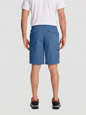TACVASEN Blue Grey Mens Outdoor Hiking Cotton Cargo Shorts
