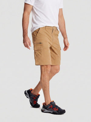 TACVASEN Khaki Mens Outdoor Hiking Cotton Cargo Shorts