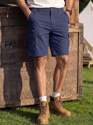 TACVASEN Navy Mens Outdoor Hiking Cotton Cargo Shorts