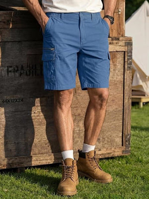 TACVASEN Blue Grey Mens Outdoor Hiking Cotton Cargo Shorts