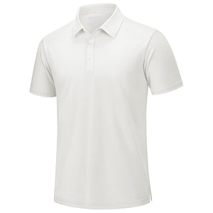 TACVASEN White Men's Pique Polo Shirt Short Sleeve Cooling Golf Top