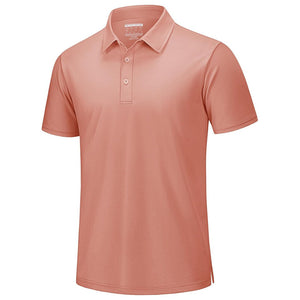 TACVASEN Gray Pink Men's Pique Polo Shirt Short Sleeve Cooling Golf Top
