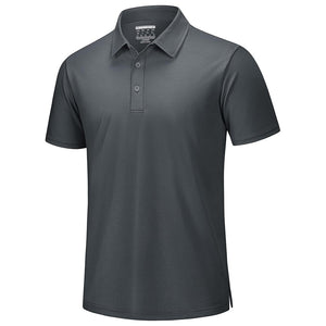TACVASEN Dark Gray Men's Pique Polo Shirt Short Sleeve Cooling Golf Top