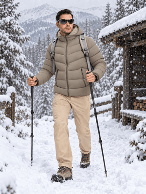 TACVASEN Coffee Brown Men's Puffer Sherpa Lined Winter Jacket