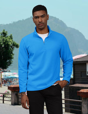 TACVASEN Azure Men's Pullover Workout Fleece 1/4 Zip Uncw Vintage Sweatshirts