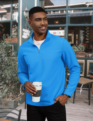 TACVASEN Azure Men's Pullover Workout Fleece 1/4 Zip Uncw Vintage Sweatshirts