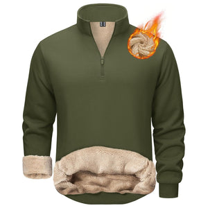 TACVASEN Army Green Men's Quarter Zip Fleece Pullover Warm Winter Sweatshirt