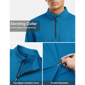 TACVASEN Navy Men's Quarter Zip Thermal Fleece Lined Pullover Sweatshirt